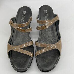𝅺NAOT strappy wedge sandal slide one rhinestones sz 10 brown